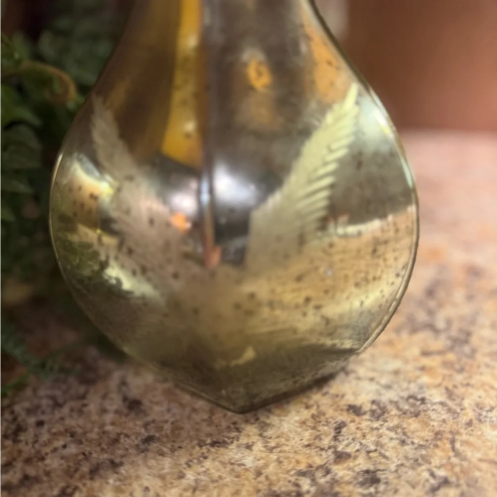 Pottery Barn Mercury Glass Decanter Carafe Genie Bottle Etched Flower Silver